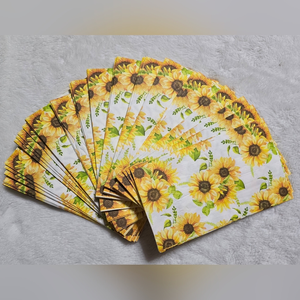 Sunflower Napkins 40pc Set Cocktail Wedding Party Floral Guest Paper Towels NEW